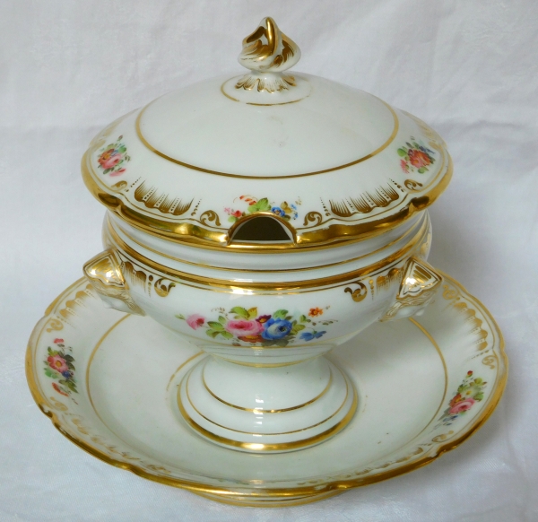 Sucrier à couronne de Comte en porcelaine de Paris, Manufacture Tinet, vers1840