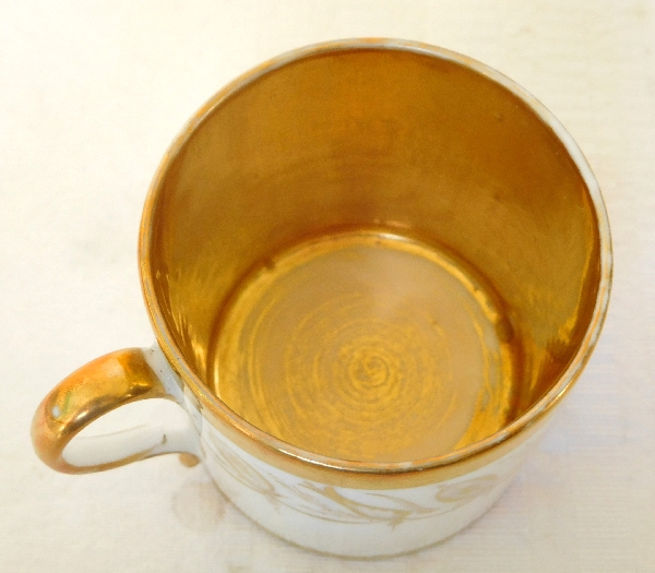 Tasse litron en porcelaine de Paris dorée Empire en grisaille orange