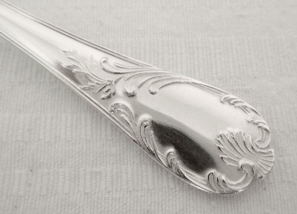 Cuillère à sucre ou confiture en métal argenté, Christofle, modèle Marly (style Louis XV)