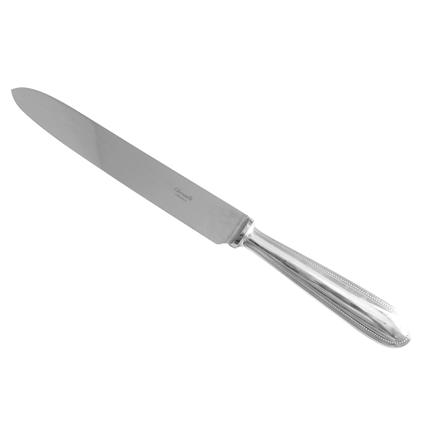 Couteau à découper en métal argenté, Christofle, modèle Perles