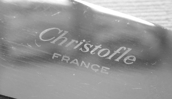 Couteau à fromage en métal argenté, Christofle, modèle Perles