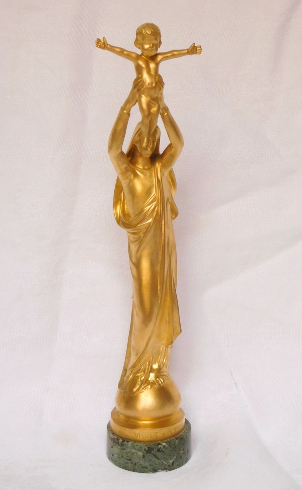 Barbedienne : Vierge d'Albert, Vierge à l'Enfant en bronze doré - 28cm
