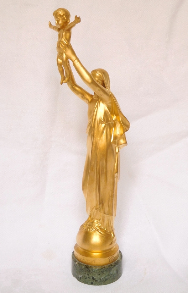 Barbedienne : Vierge d'Albert, Vierge à l'Enfant en bronze doré - 28cm