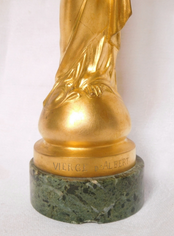 Barbedienne : Vierge d'Albert, Vierge à l'Enfant en bronze doré - 28cm