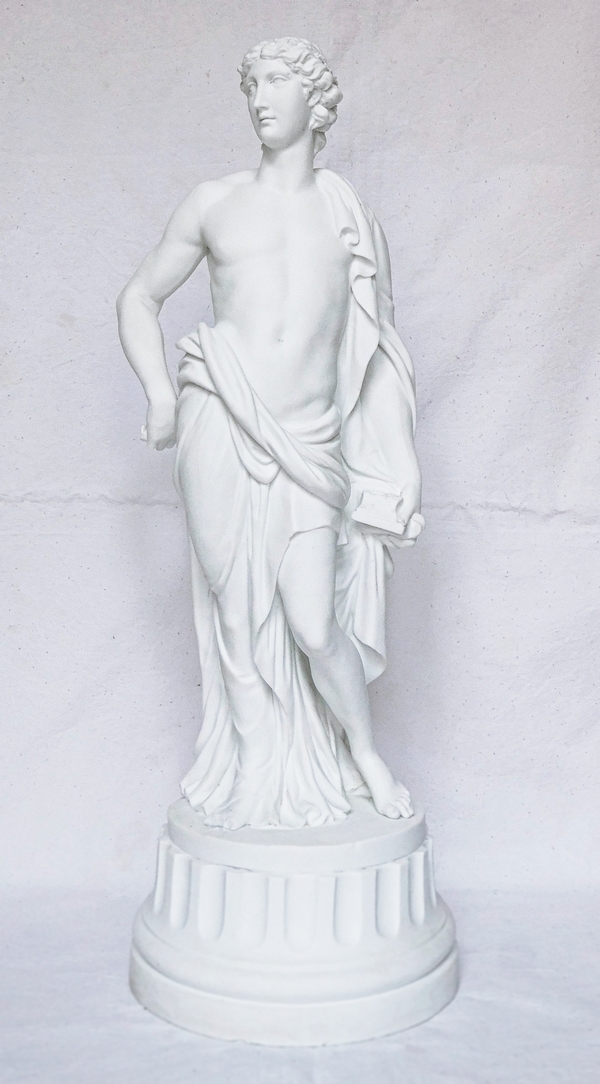 Statue d'Apollon en biscuit de porcelaine, style Louis XVI, époque fin XIXe