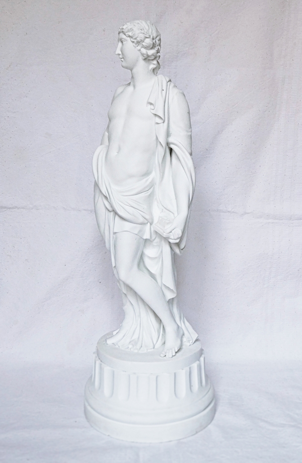 Statue d'Apollon en biscuit de porcelaine, style Louis XVI, époque fin XIXe