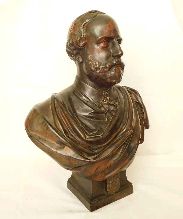 Buste royaliste légitimiste en bronze : Henri V Comte de Chambord, 1872