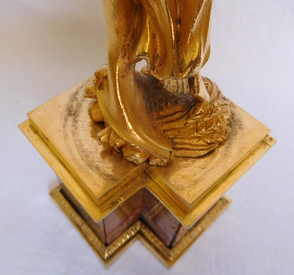 Statue de Cérès en bronze doré sur socle de jaspe - époque fin XVIIIe siècle ou Empire