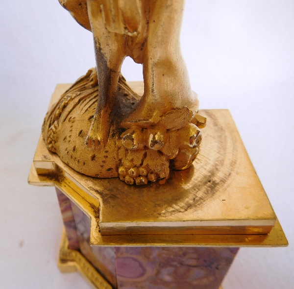 Statue de Cérès en bronze doré sur socle de jaspe - époque fin XVIIIe siècle ou Empire