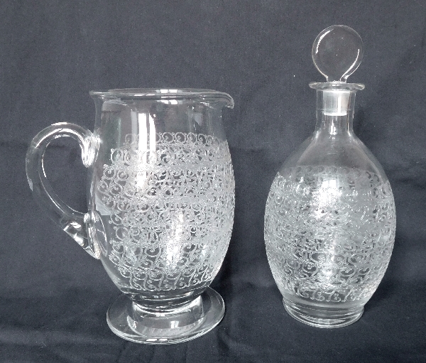 Pichet / broc / carafe à eau en cristal de Baccarat, modèle Gouvieux (proche modèle Rohan)