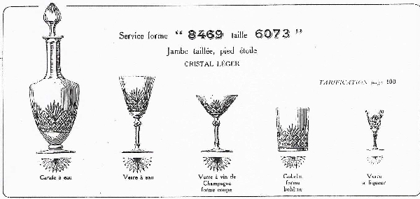 Verre à eau en cristal de Baccarat, modèle à palmettes conique, variante du modèle Douai - 17,8cm