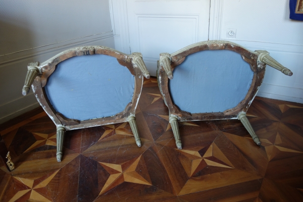 Pierre Brizard : série de 6 fauteuils à châssis d'époque Louis XVI - estampille 