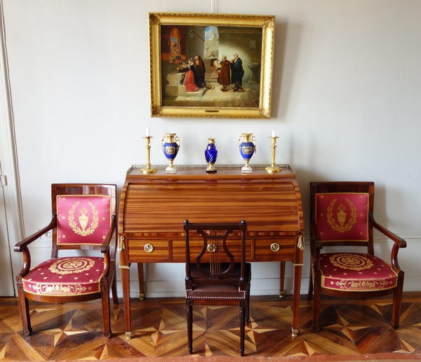 Chaise lyre en acajou, époque Louis XVI Directoire, collection Atlounian