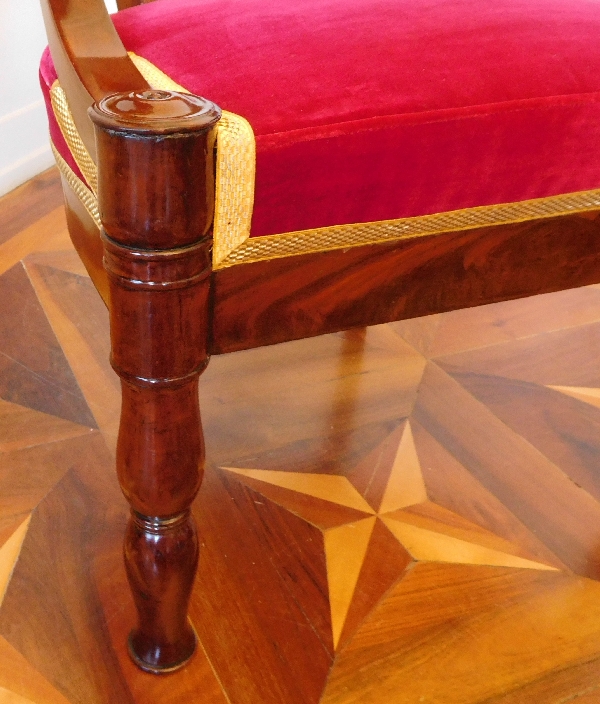 Fauteuil de bureau époque Empire en acajou à têtes de lion