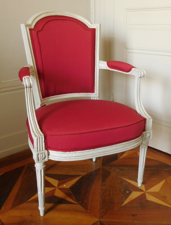 Marc Gautron : fauteuil cabriolet d'époque Louis XVI estampillé