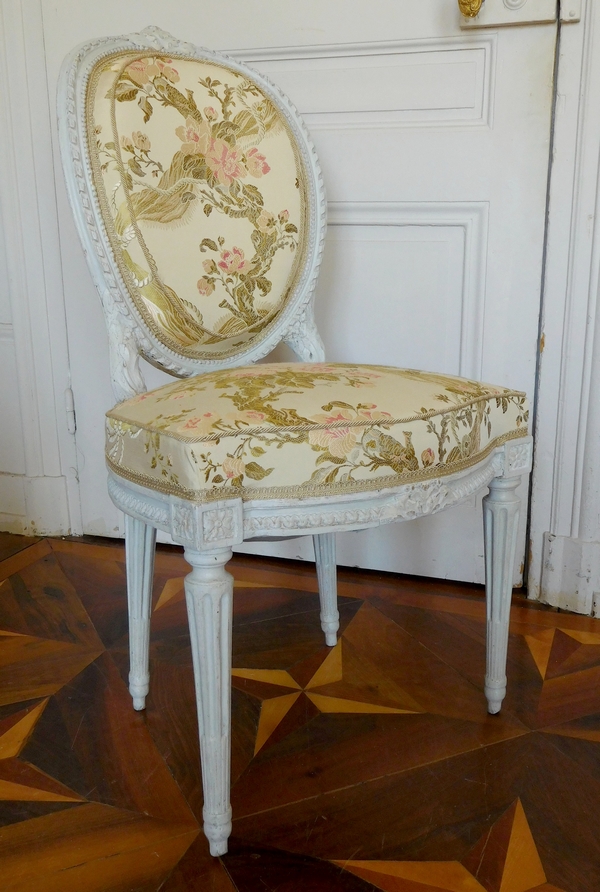 Jean-Baptiste Boulard : paire de chaises médaillon d'époque Louis XVI
