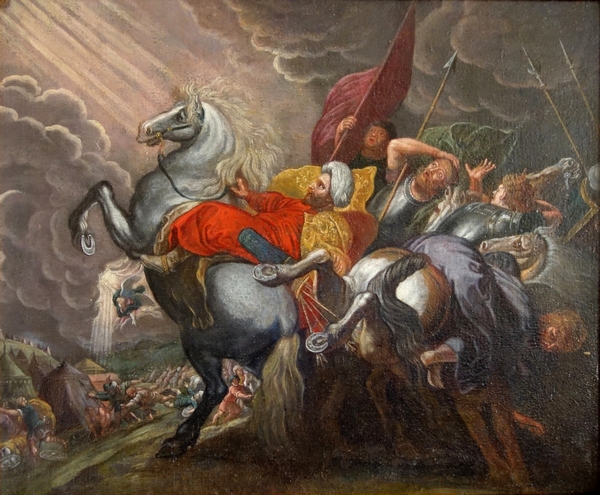 Ecole Flamande du XVIIe, la conversion de Saint Paul sur le chemin de Damas, entourage de Rubens