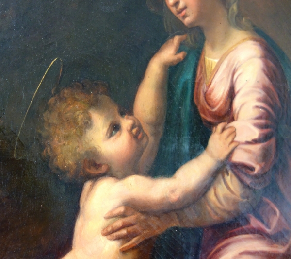 Ecole Française début XIXe siècle, grand tableau néoclassique : Vierge à l'Enfant