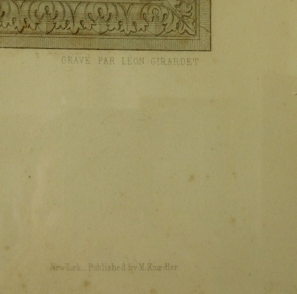 Grande gravure XIXe, cadre doré à la feuille d'or : l'enfant prodigue
