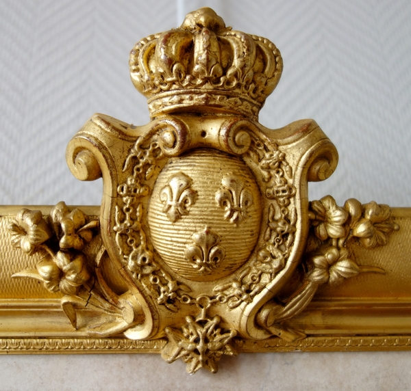 Gravure royaliste : Henri IV, cadre en bois doré aux Armes de France époque Restauration