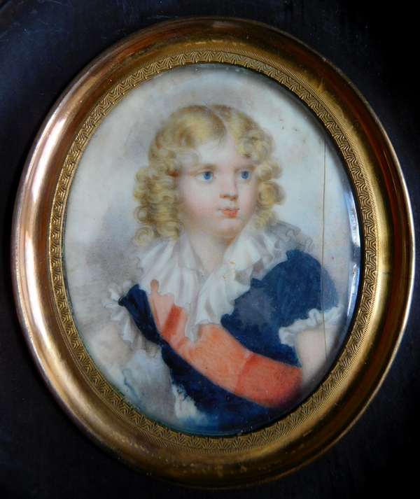 Portrait miniature sur ivoire de l'Aiglon Napoléon II le Roi de Rome