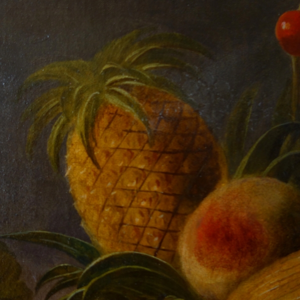 Ecole Française du XVIIIe siècle, nature morte au panier de fruits - huile sur toile 66cm x 88cm