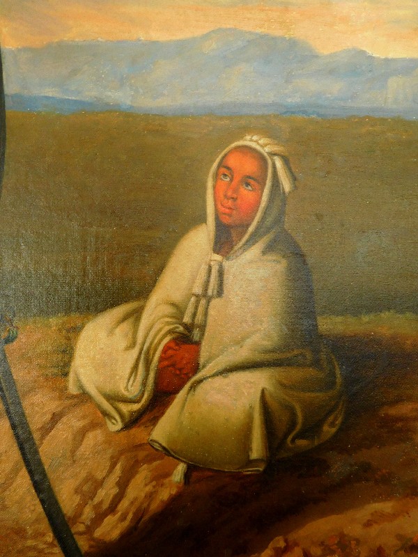 Grande huile sur toile : portrait d'un officier de Spahis en Algérie - 1860
