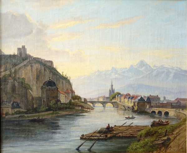 Ecole Française du début XIXe siècle : Grenoble - la Porte de France, suiveur de Jean Achard - vers 1837