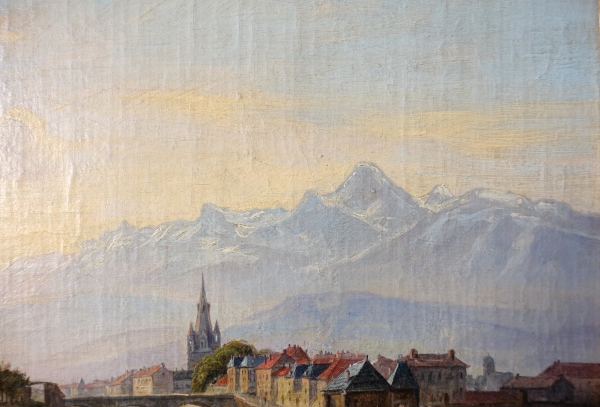Ecole Française du début XIXe siècle : Grenoble - la Porte de France, suiveur de Jean Achard - vers 1837