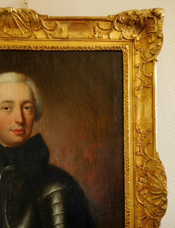 Baziray : portrait d'officier en cuirasse Chevalier de Malte signé & daté de 1738 