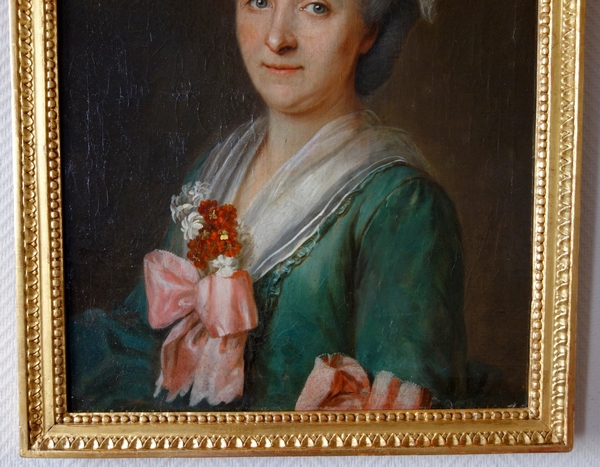 Ecole Française du XVIIIe siècle, portrait de dame aristocrate d'époque Louis XVI, huile sur toile