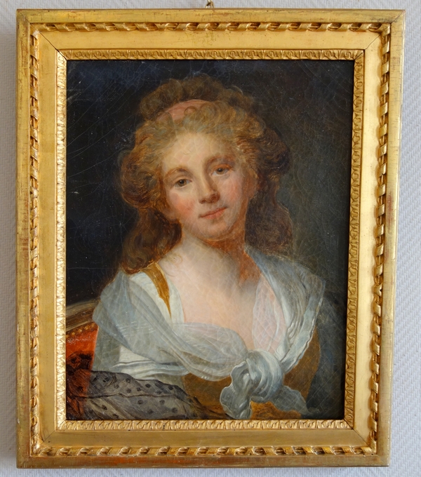 Comment S Appelle La Femme De Louis Xvi Ecole Française, portrait d'une femme du XVIIIe siècle - cadre en bois