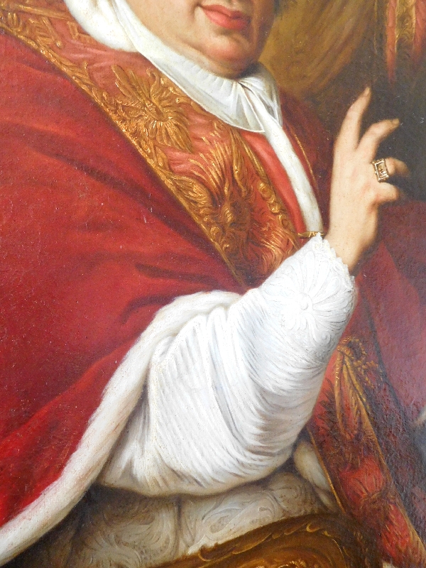 Ecole du XVIIIe siècle, grand portrait du Pape Benoît XIV, d'après Pierre Subleyras - 128cm x 94cm
