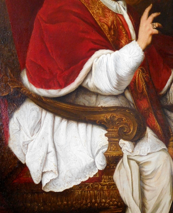 Ecole du XVIIIe siècle, grand portrait du Pape Benoît XIV, d'après Pierre Subleyras - 128cm x 94cm