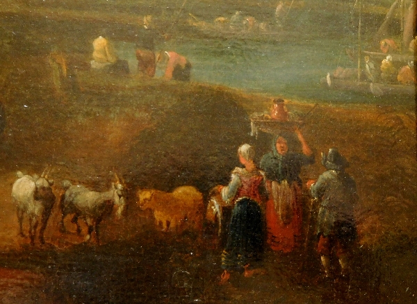 Ecole Flamande du XVIIe siècle, entourage de Pieter Bout : le retour du marché, huile sur toile