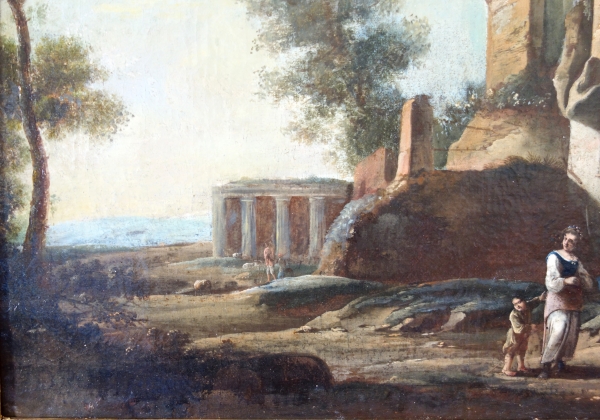 Ecole Hollandaise du XVIIe - XVIIIe siècle : ruines du Palatinat à Rome - attribuée à Herman Van Swanevelt