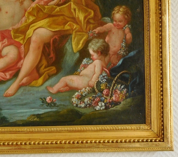 Ecole du XVIIIe siècle, suiveur de Boucher - Venus et Cupidon, scène mythologique, huile sur toile