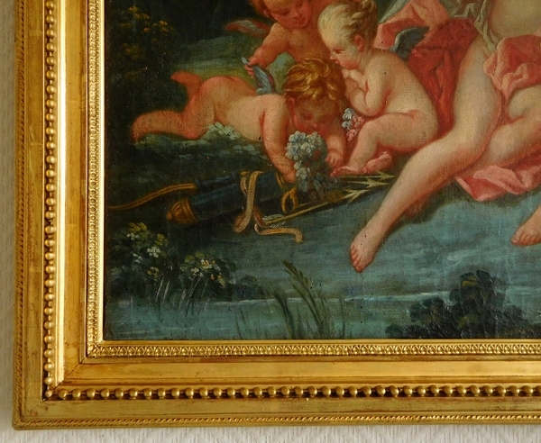 Ecole du XVIIIe siècle, suiveur de Boucher - Venus et Cupidon, scène mythologique, huile sur toile