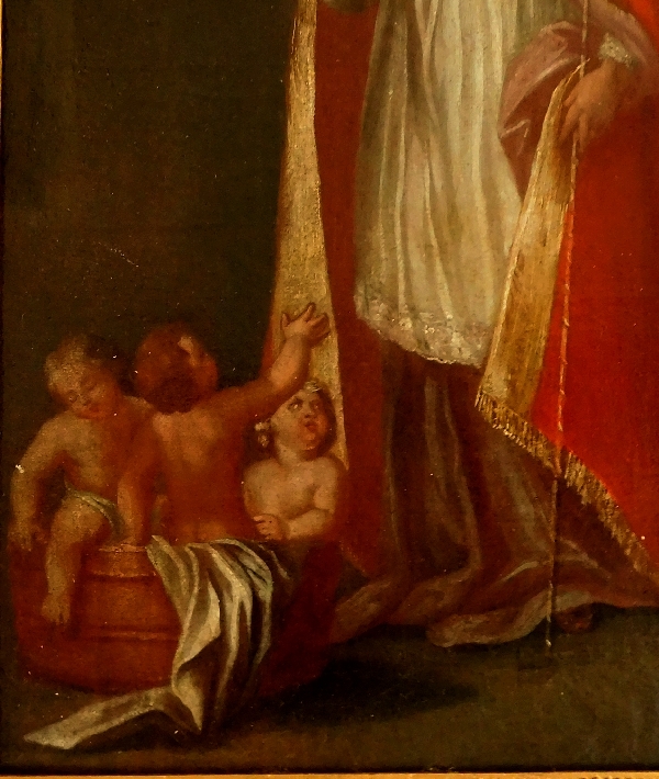 Ecole Française du XVIIIe siècle - Saint Nicolas, huile sur toile