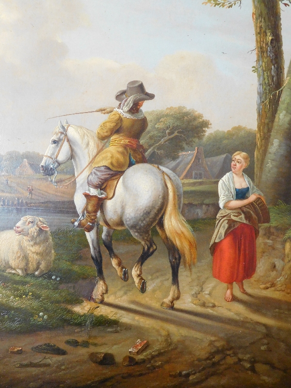 Ecole Flamande du début XIXe siècle : cavalier dans un paysage - Abraham Bruiningh van Worell