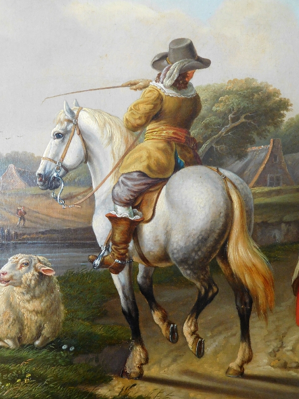 Ecole Flamande du début XIXe siècle : cavalier dans un paysage - Abraham Bruiningh van Worell