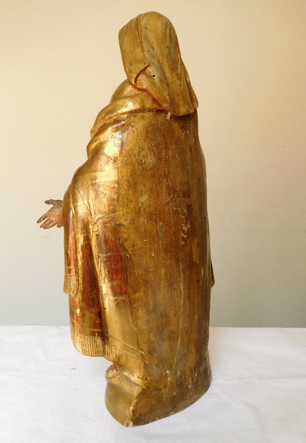 Statue de la Vierge Marie en bois doré d'époque XVIIIe Siècle