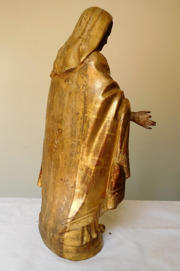 Statue de la Vierge Marie en bois doré d'époque XVIIIe Siècle