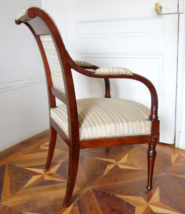 Jacob : paire de fauteuils à l'Etrusque en acajou et crin de cheval fin XVIIIe siècle