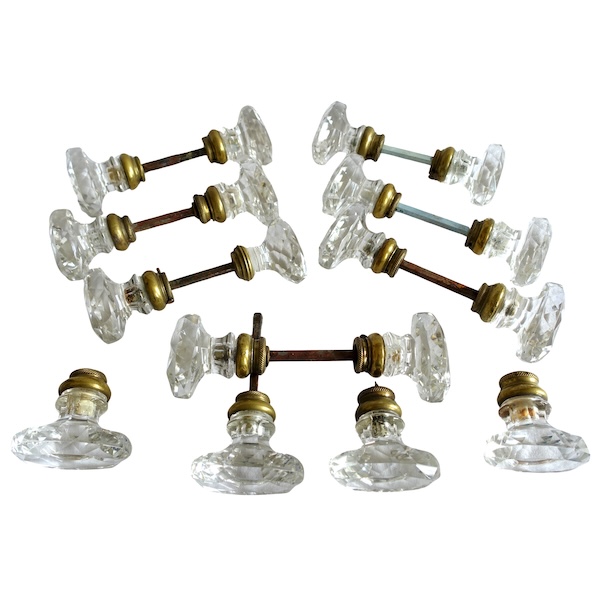 7 Baccarat crystal door handles, Napoleon III period - 19th century