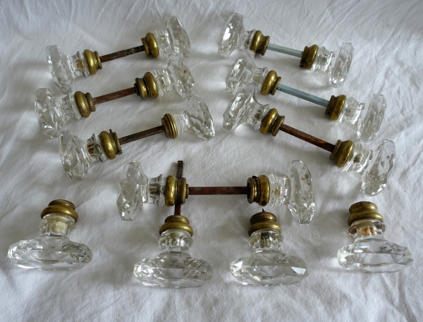7 Baccarat crystal door handles, Napoleon III period - 19th century