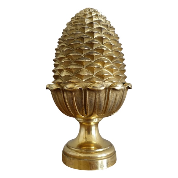 Boule de rampe d'escalier de château en bronze doré - style Louis XVI Empire - Maison Fontaine