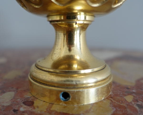 Boule de rampe d'escalier de château en bronze doré - style Louis XVI Empire - Maison Fontaine