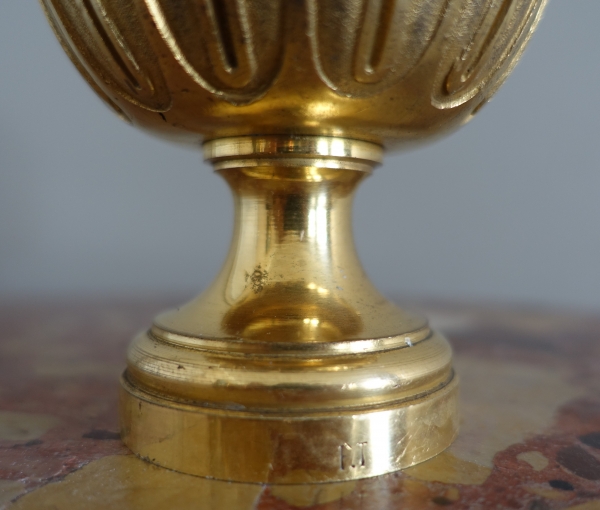 Boule de rampe d'escalier de château en bronze doré - style Louis XVI Empire - Maison Fontaine