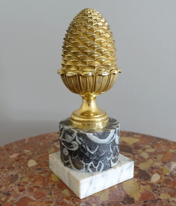 Boule de rampe d'escalier de château en bronze doré - style Louis XVI Empire - Maison Fontaine